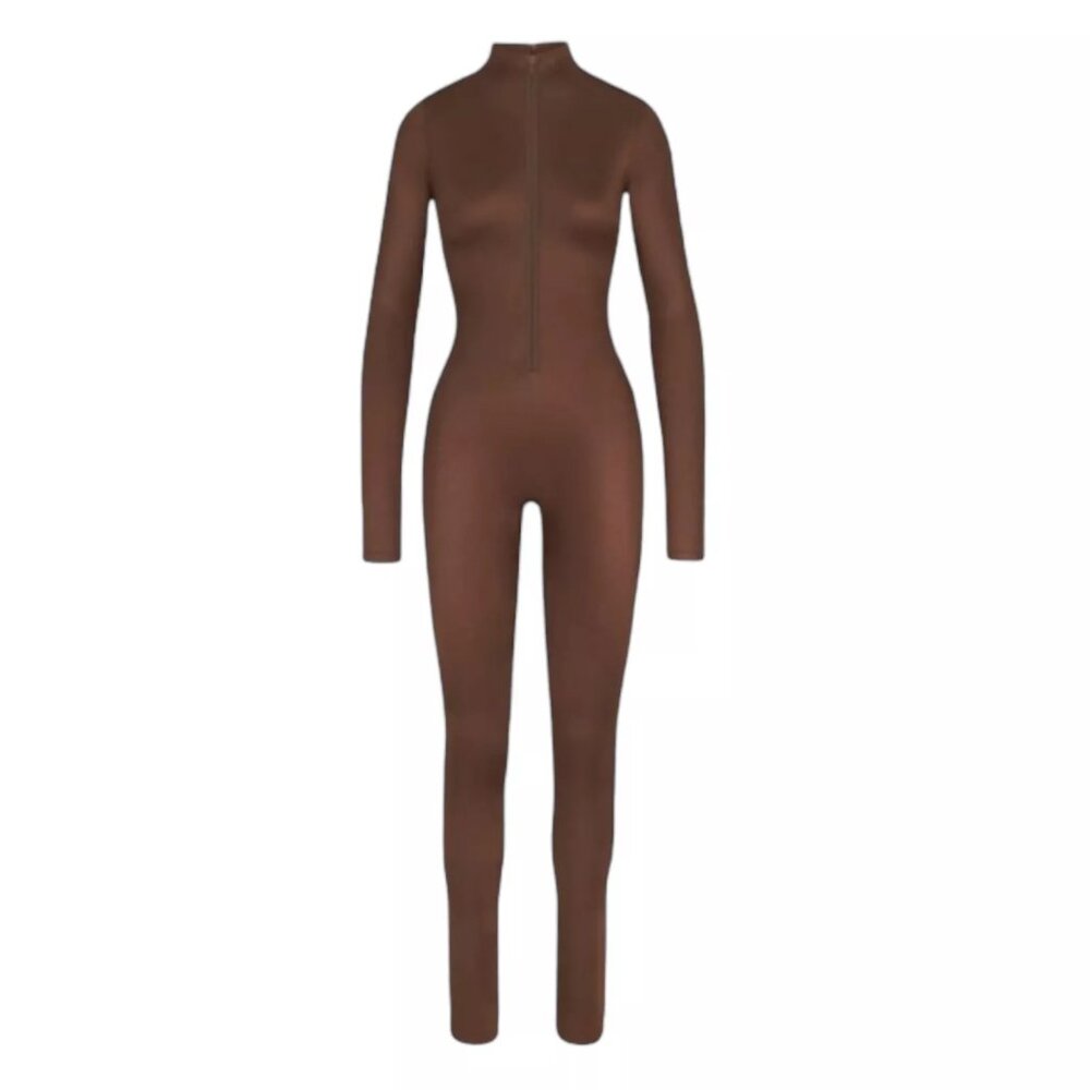 SKIMS All-In-One Shine Mock Neck Long Sleeve Jumpsuit Size L